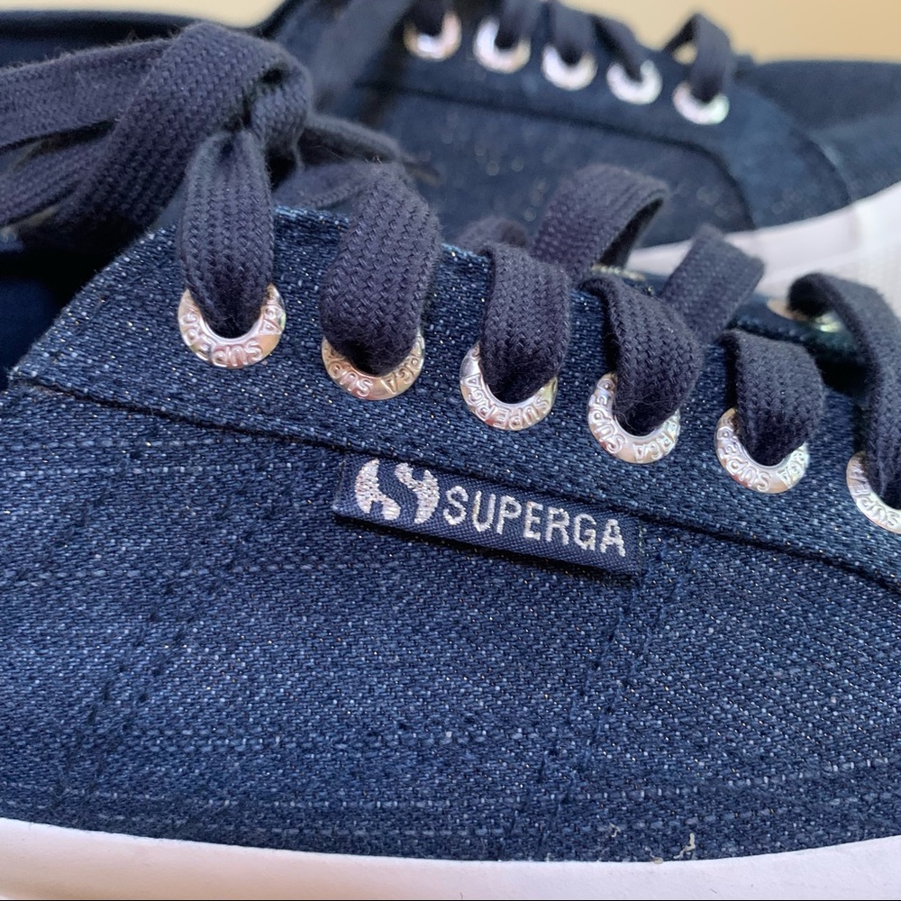 Superga Classic 39.5 ~ Blue Metallic 2750 Cotu Sneakers - Picture 2 of 10